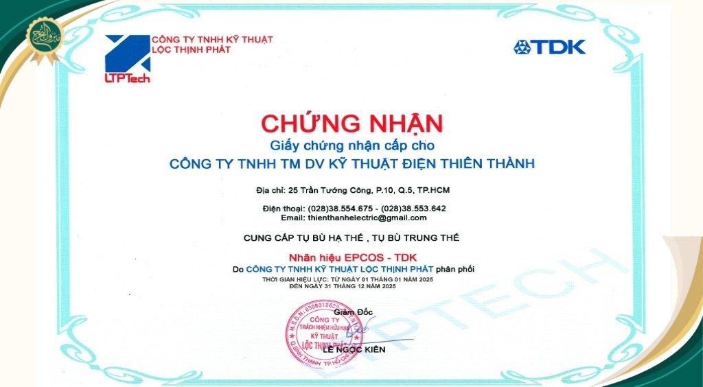 Giấy chứng nhận đại lý epcos 2025