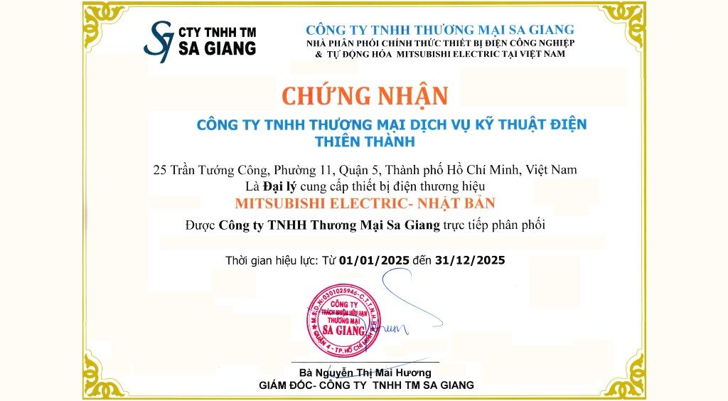 Giấy chứng nhận đại lý mitsubishi2025