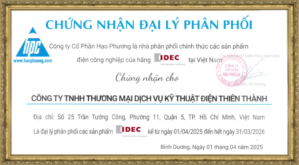 Chứng nhận đại lý Hạo Phương